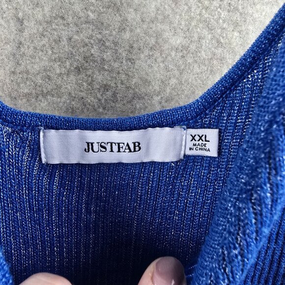 JustFab Blue Ribbed Knit Maxi Dress With Slit XXL Sleeveless Stretchy - Picture 4 of 8